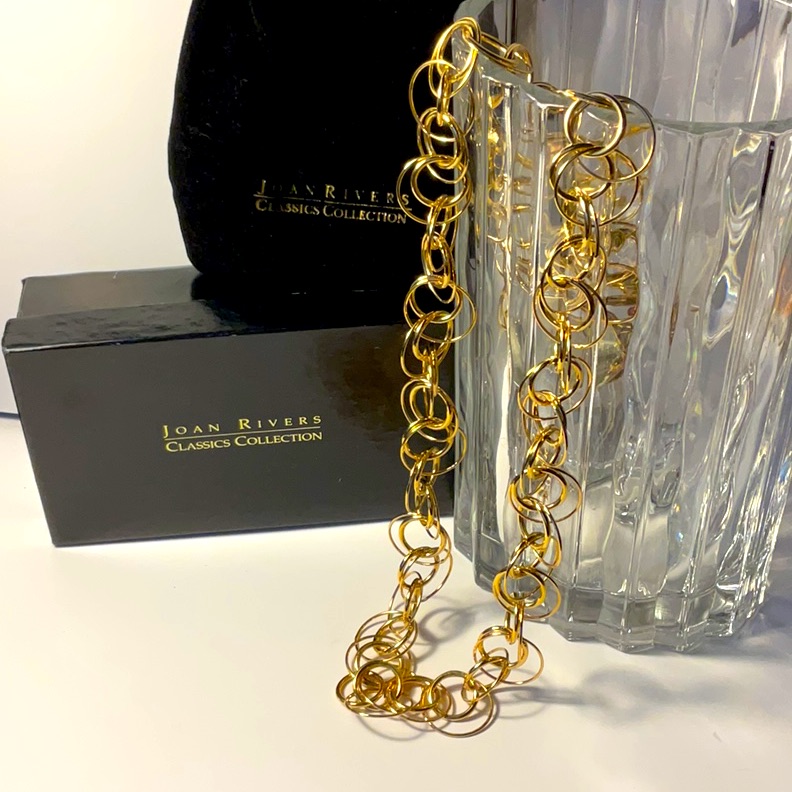 Vintage Joan Rivers Gold Tone Necklace Classics Collection 26 Gold Rings 34$